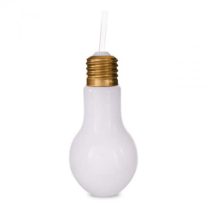 LED Light Bulb Cup with Lid and Straw