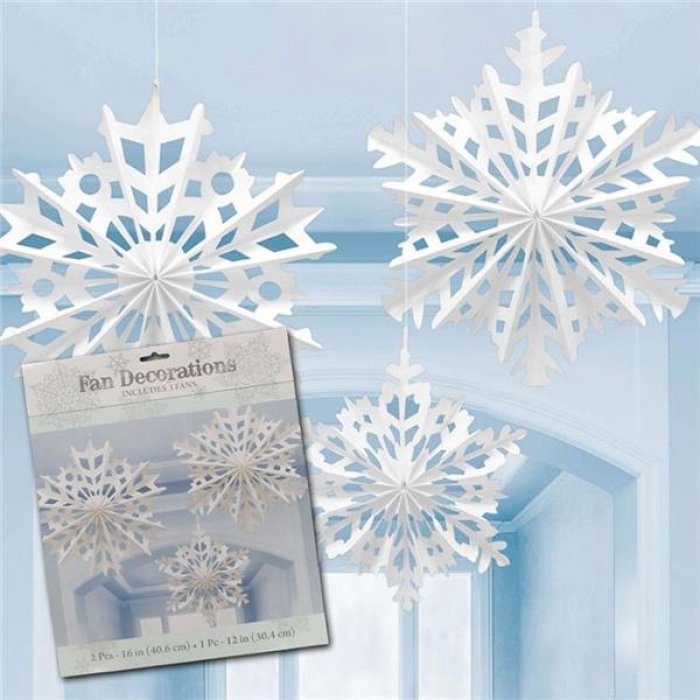 Snowflake Fan Decorations (Per 3 pack)
