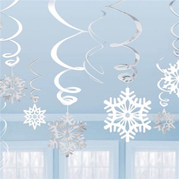 Snowflake Metallic Swirl Decorations (Per 12 pack)