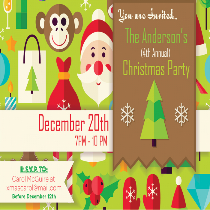 Modern Christmas Custom Invitations - 4 x 6 Modern Christmas Custom Invitations - 4 x 6