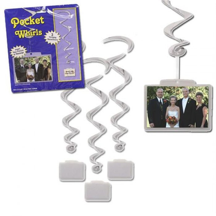 Silver Whirls With Photo Pockets (Per 3 pack)