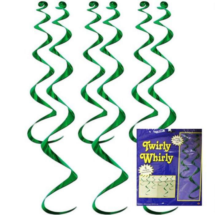 Green Twirly Whirl Decorations (Per 6 pack)