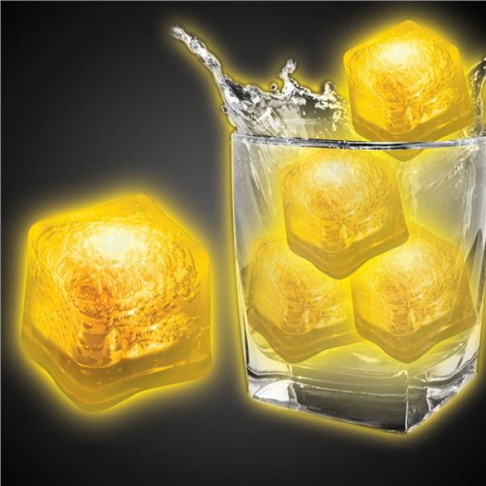 Yellow LED Light-Up Ice Cubes (Per 4 