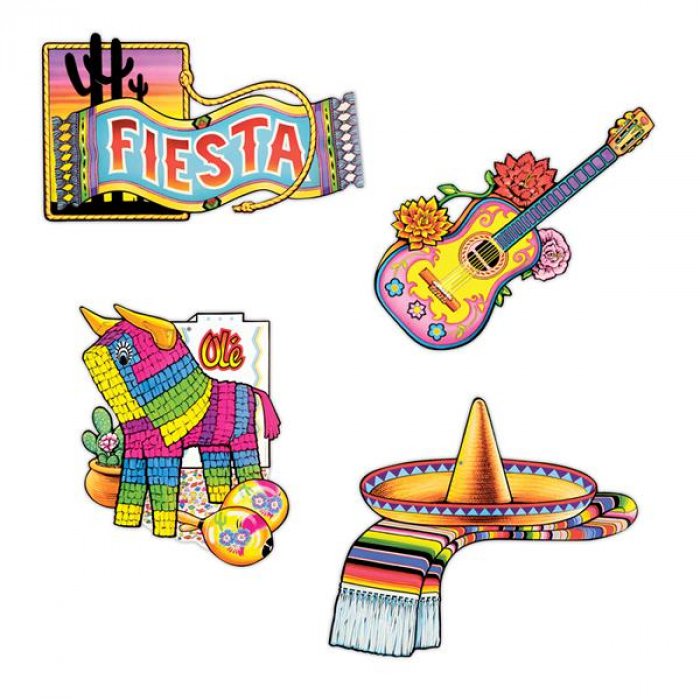 Mexican Fiesta Cutouts (Per 4 pack)