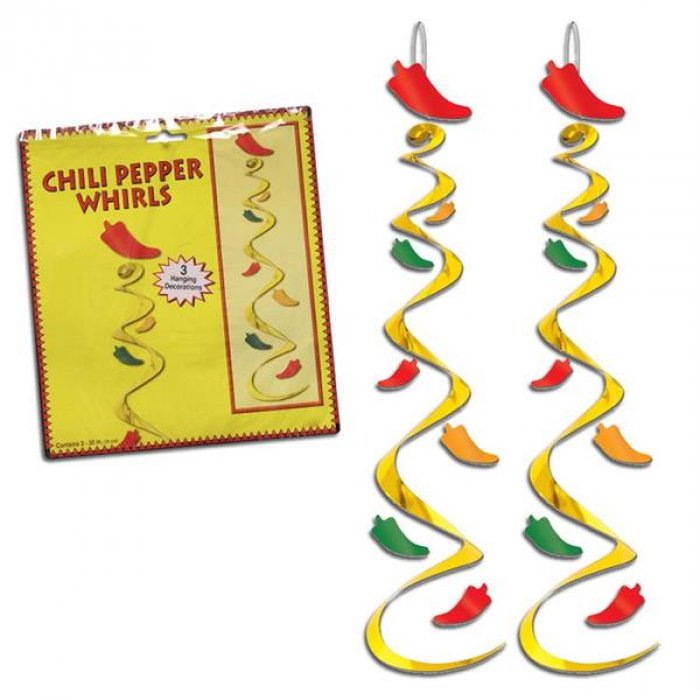 Chili Pepper Whirl Decorations (Per 3 pack)