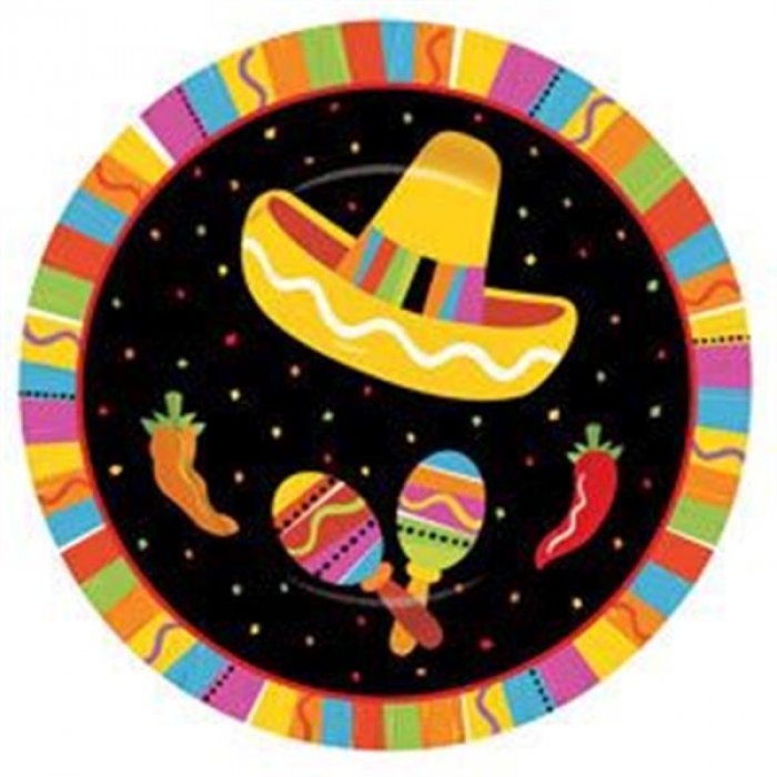 Fiesta Party 7" Paper Plates (Per 8 pack)