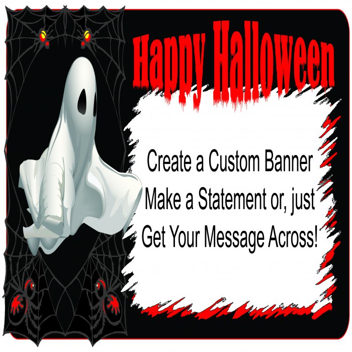 Ghostly Halloween Custom Banner - 12 x 24