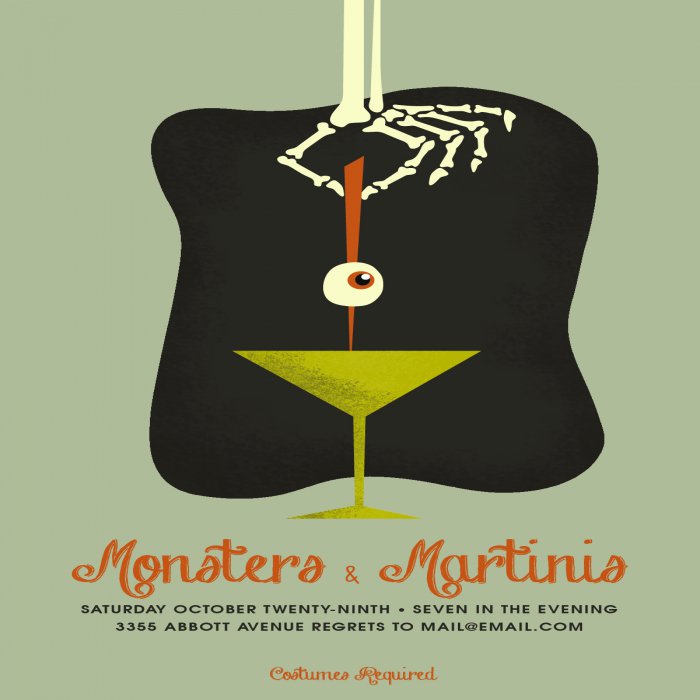 Monsters & Martinis Halloween Party in Beige - 4 x 6