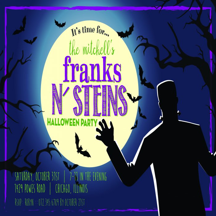 Franks & Steins Halloween Custom Invitations - 4 x 6