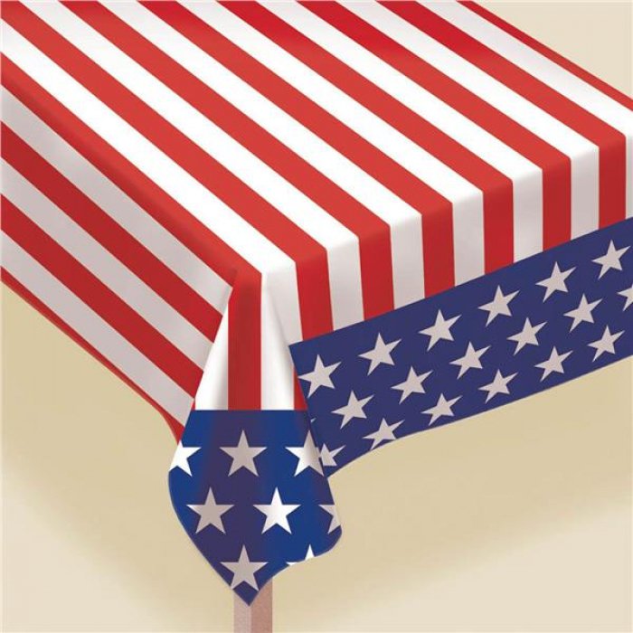 American Flag Flannel Backed Table Cover