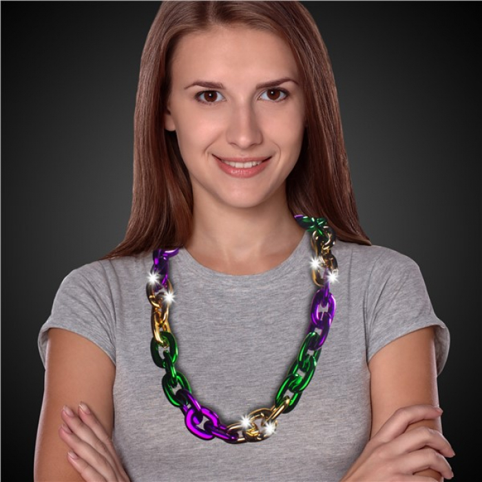 LED Mardi Gras Chain Link Necklace