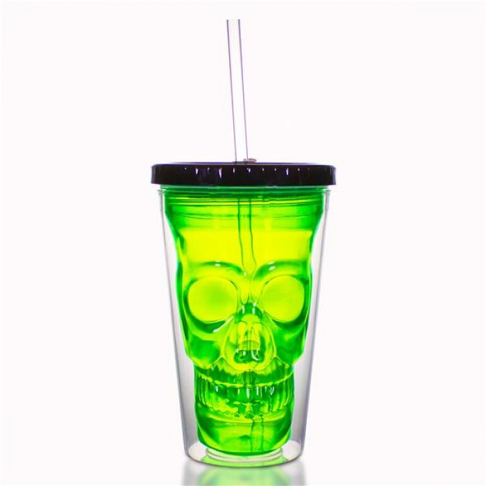 Neon Green LED Skull Cup