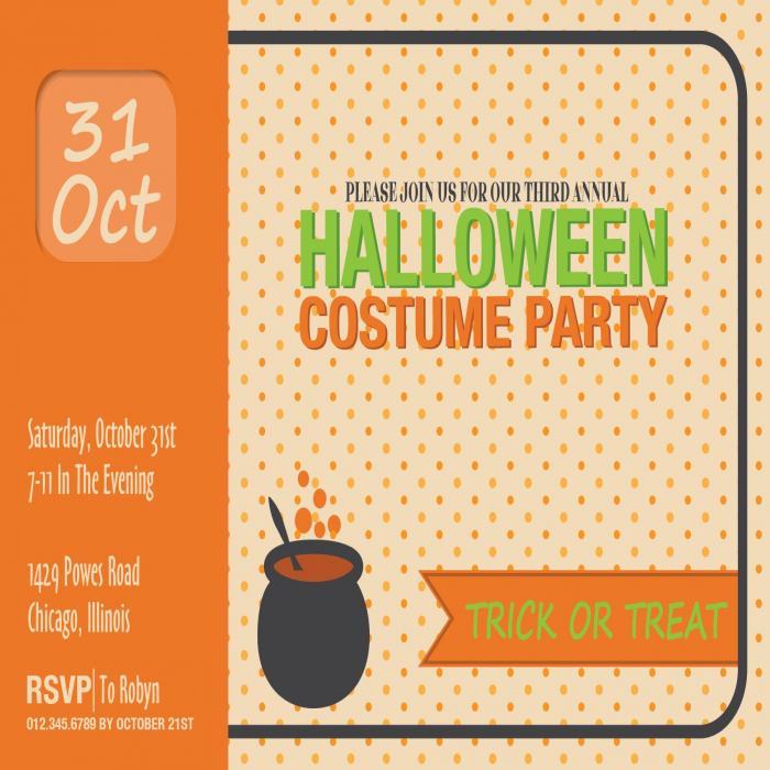 Modern Halloween Costume Party in Orange - 5 x 7