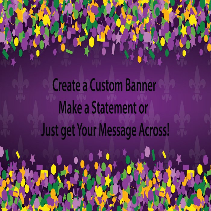 Mardi Gras Confetti Custom Banner - 12 x 24