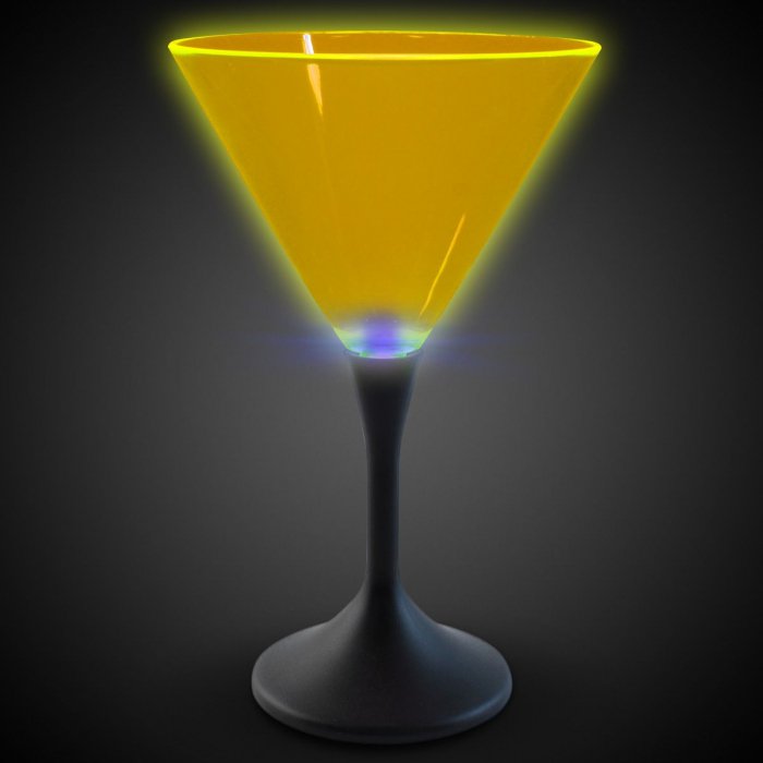 LED Neon Yellow 7 oz Martini Glass