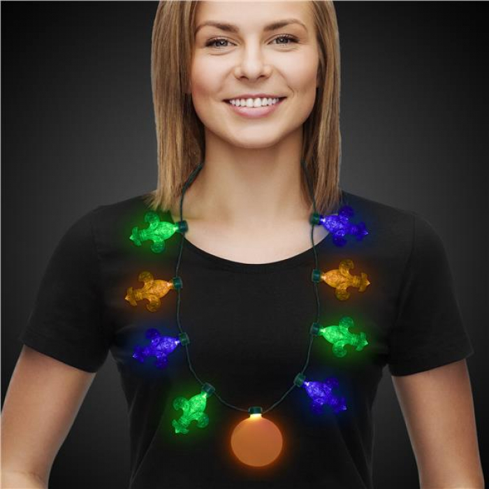 LED Mardi Gras Fleur De Lis Necklace