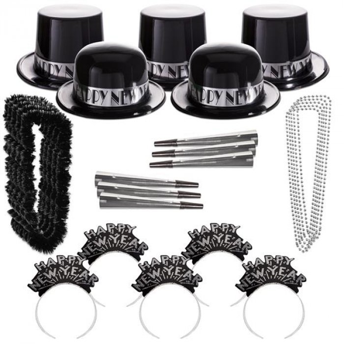 Silver Showboat New Year Party Kit for 100