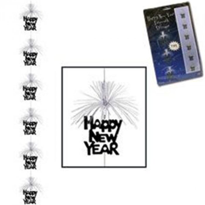 New Year Black & Silver Stringer Decoration