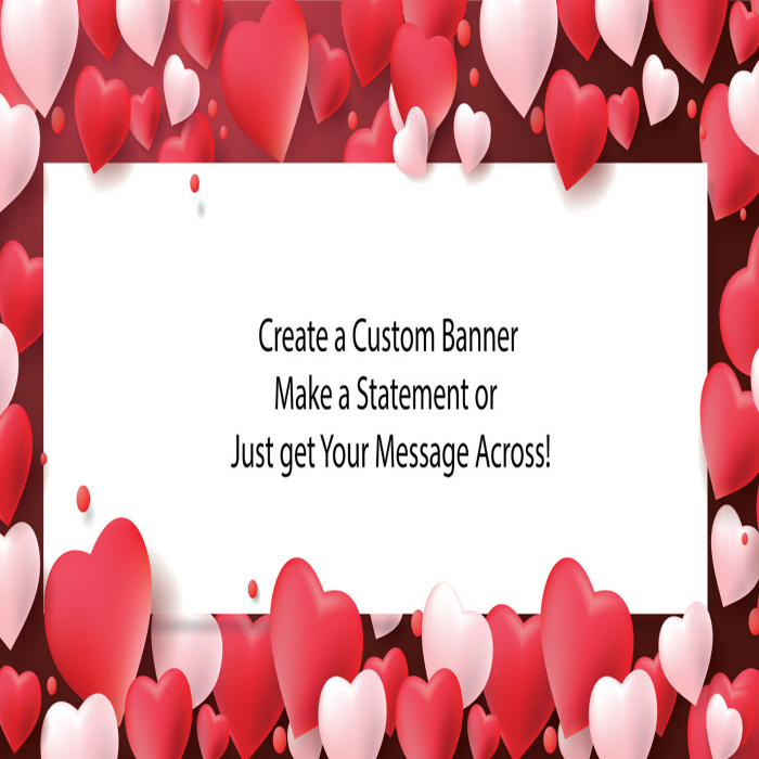 Red Hearts Frame Custom Banner - 12 x 24