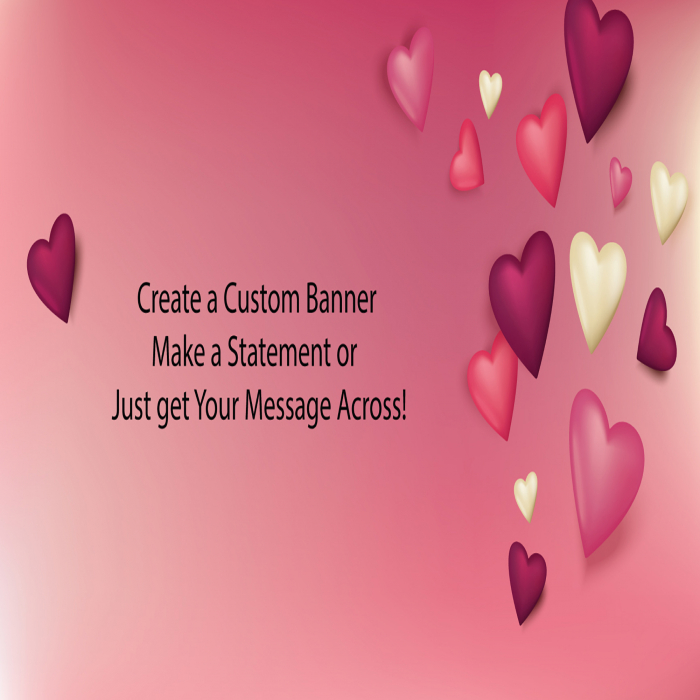 Pink Hearts Custom Banner - 18 x 36