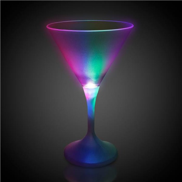 LED 7 oz Martini Glass With White Stem