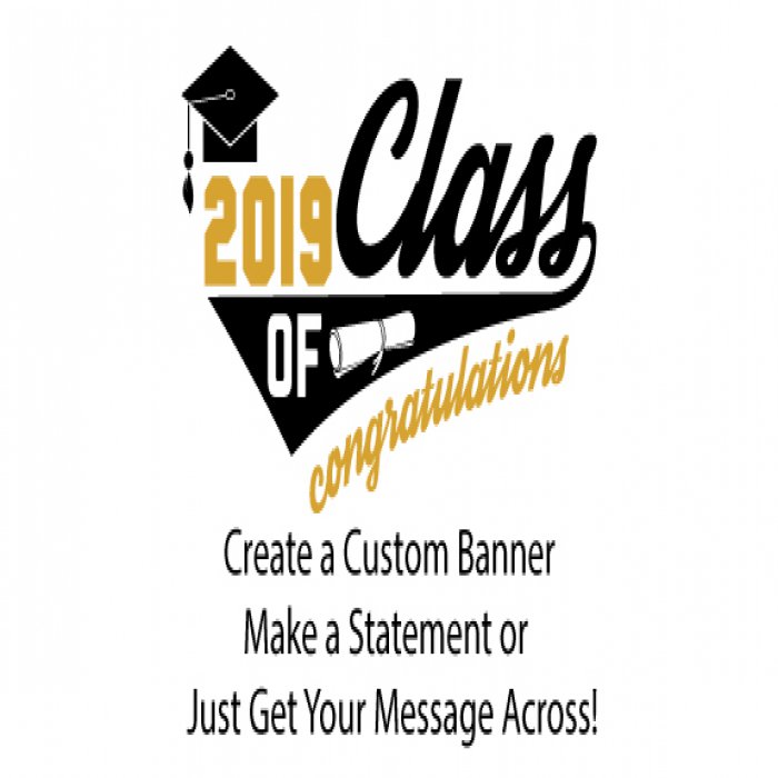 Black & White Graduation Custom Banner - 12 x 24
