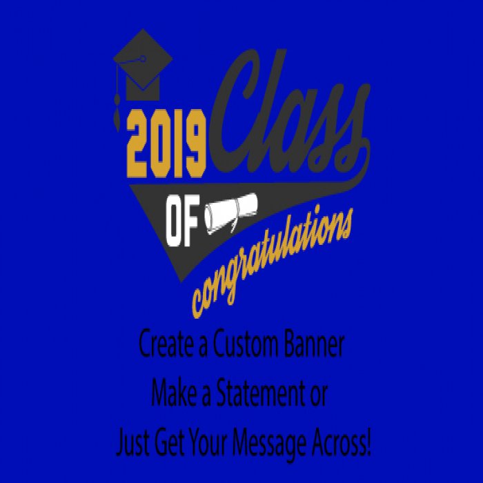 Blue Graduation Custom Banner - 12 x 24