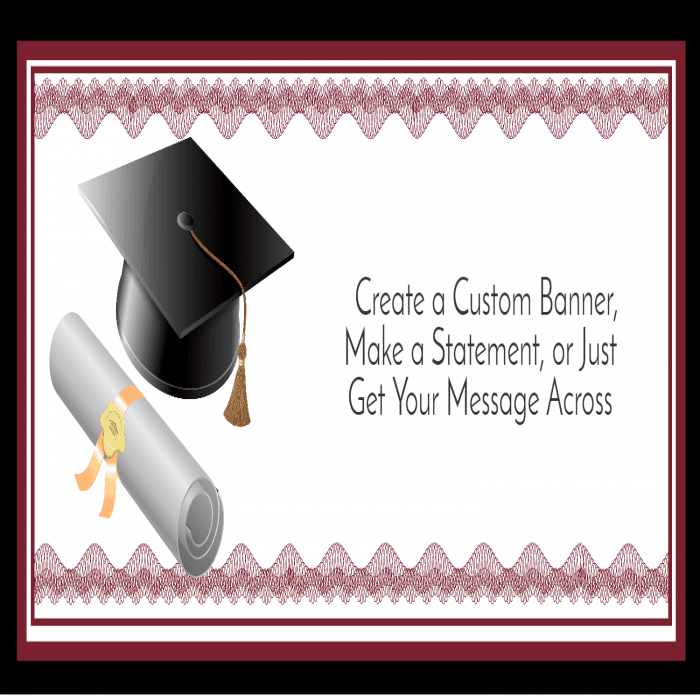 Maroon Graduation Diploma Custom Banner - 12 x 24