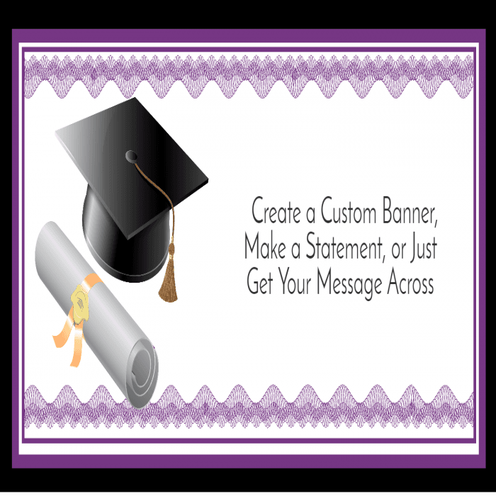 Purple Graduation Diploma Custom Banner - 12 x 24