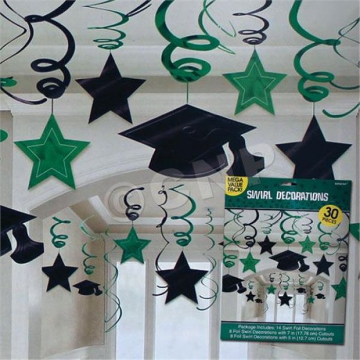 Green Graduation Swirl Decorations