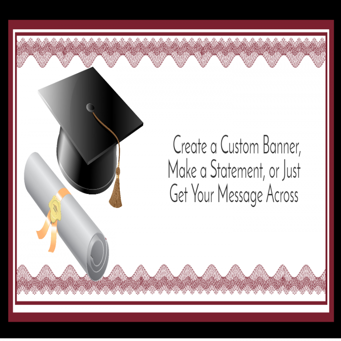 Maroon Graduation Diploma Custom Banner - 36 x 72