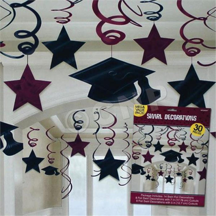 Maroon Graduation Swirl Decorations