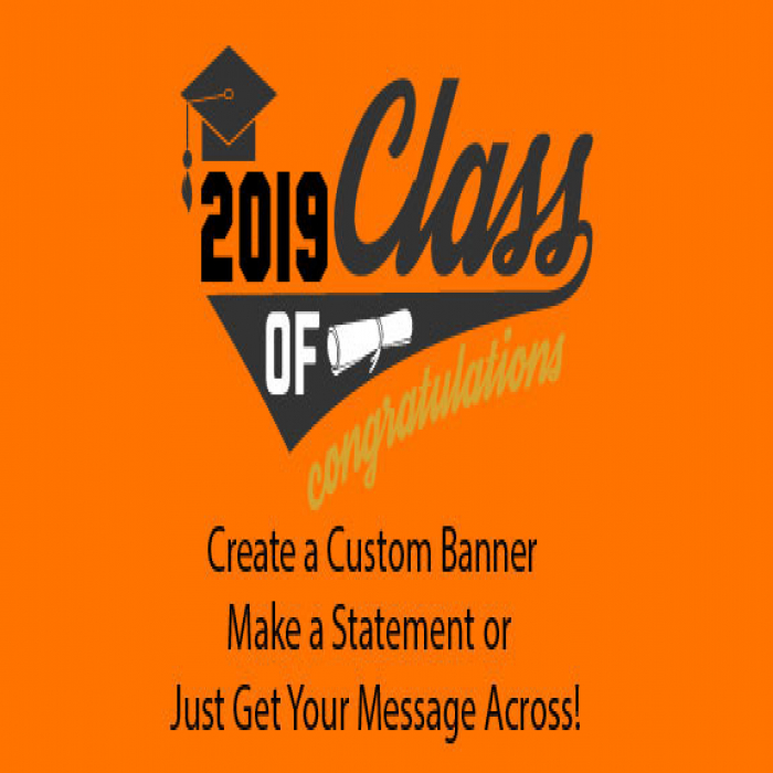Orange Graduation Custom Banner - 18 x 36 Orange Graduation Custom Banner - 18 x 36