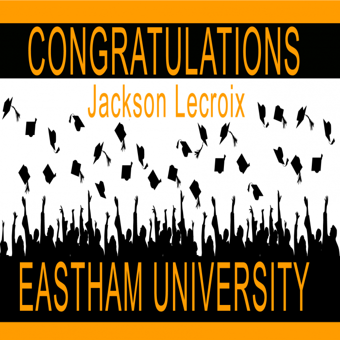 Orange Graduation Cap Toss Custom Banner - 48 x 96