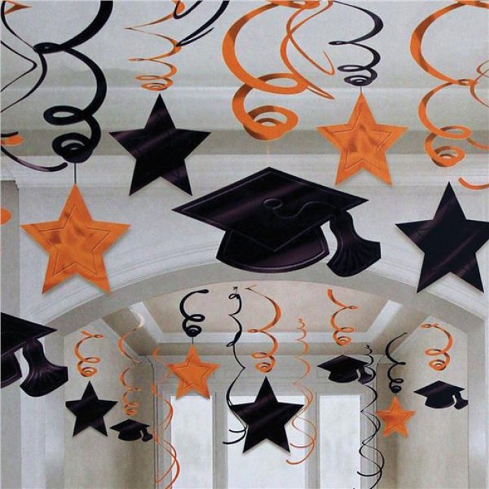 Orange Graduation Swirl Decorations