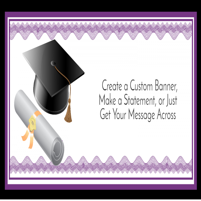 Purple Graduation Diploma Custom Banner - 36 x 72