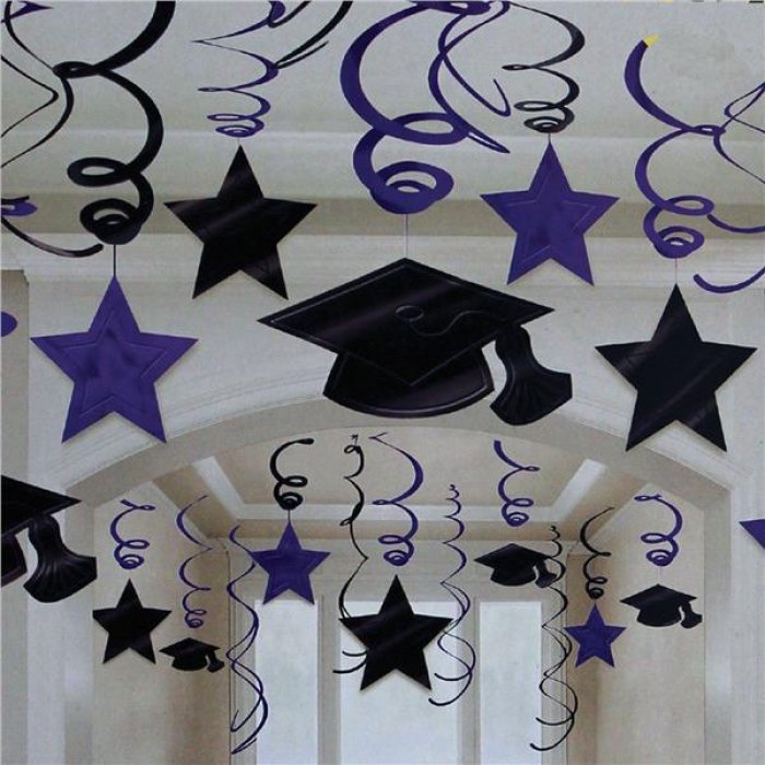 Purple Graduation Swirls Decorations