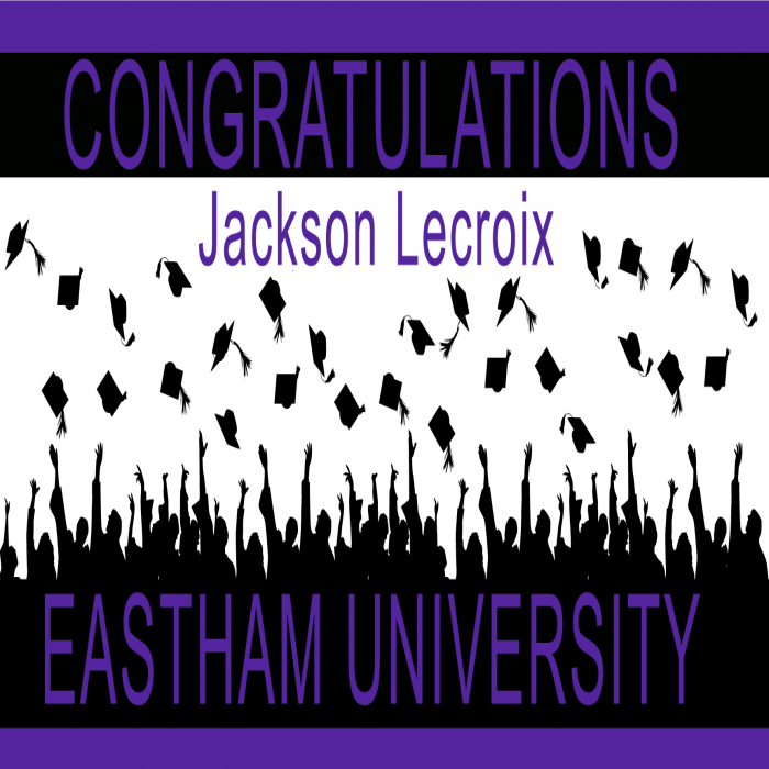 Purple Graduation Cap Toss Custom Banner - 48 x 96