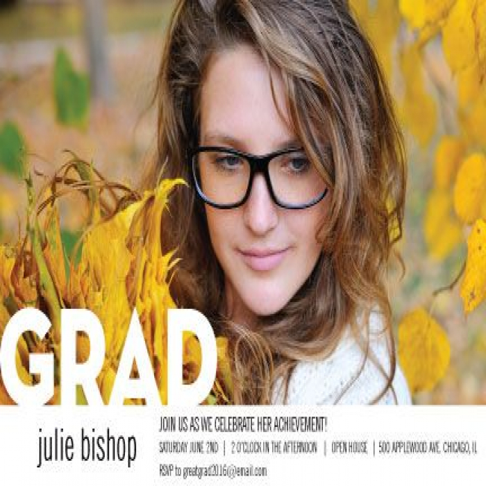 White Grad Horizontal Photo Graduation Invitations - 5 x 7 White Grad Horizontal Photo Graduation Invitations - 5 x 7