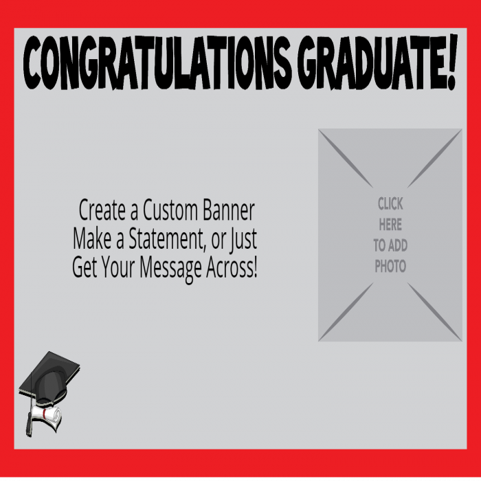 Red Graduation Photo Custom Banner - 36 x 72 Red Graduation Photo Custom Banner - 36 x 72