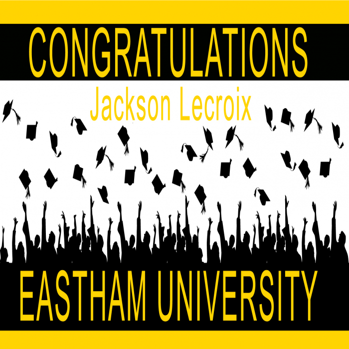 Yellow Graduation Cap Toss Custom Banner - 24 x 48