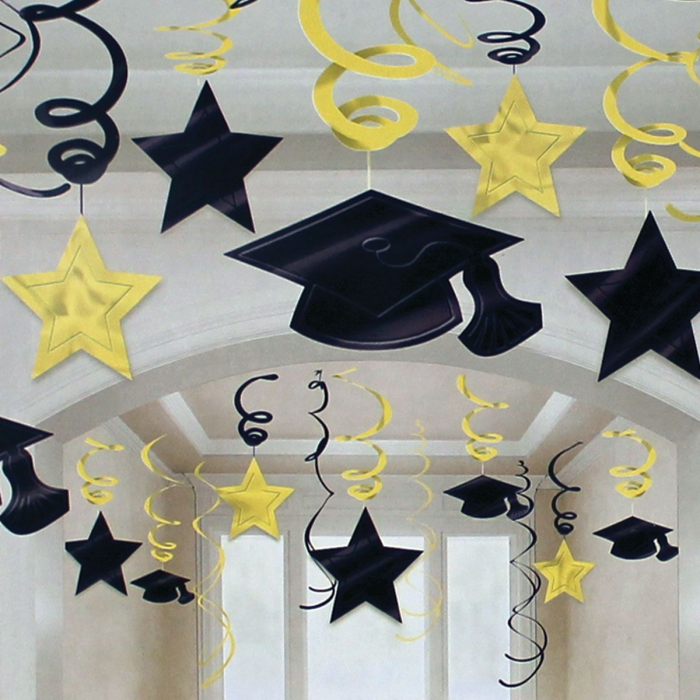 Gold Graduation Swirl Decorations