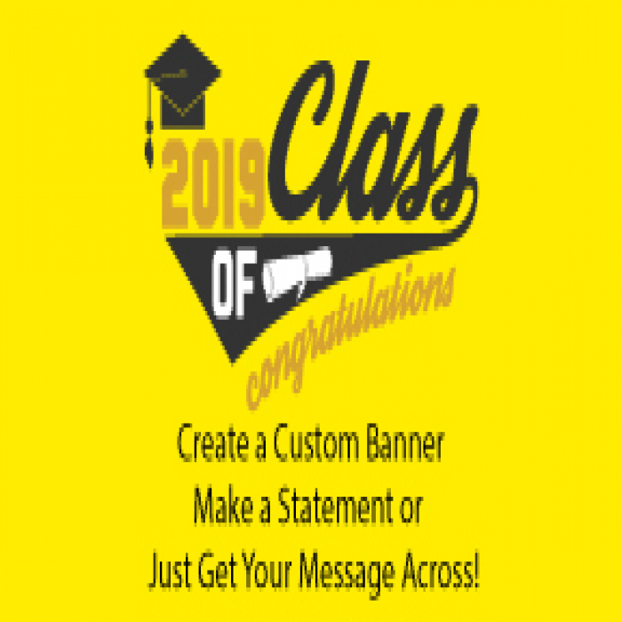 Yellow Graduation Custom Banner - 12 x 24