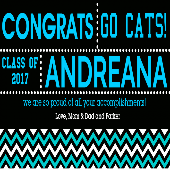 Teal Chevron Graduation Banner - 18 x 36