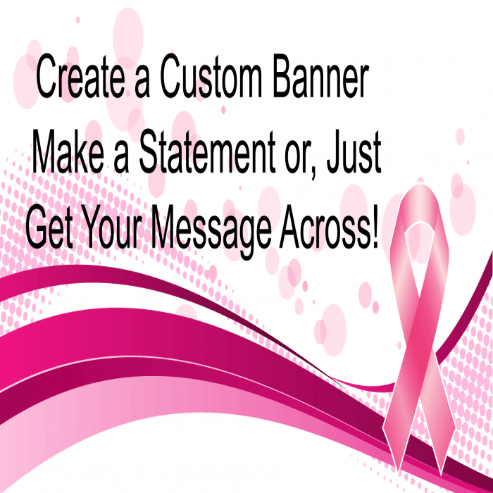 Pink Ribbon Custom Banner - 12 x 24