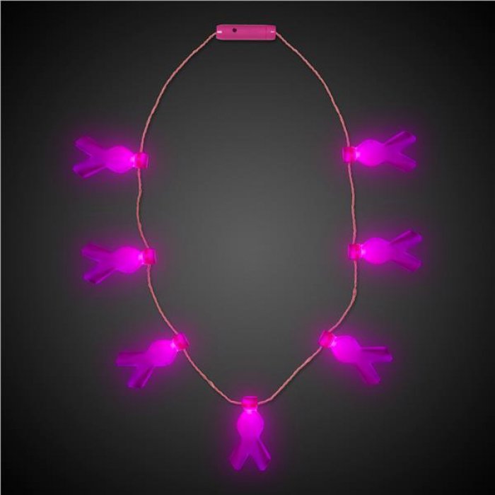 LED Pink Ribbon Necklace