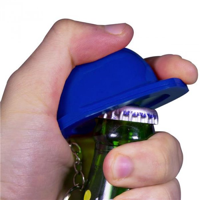 Blue Construction Hat Bottle Opener Key Chain