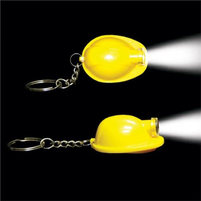 Yellow Construction Hat LED Keychain