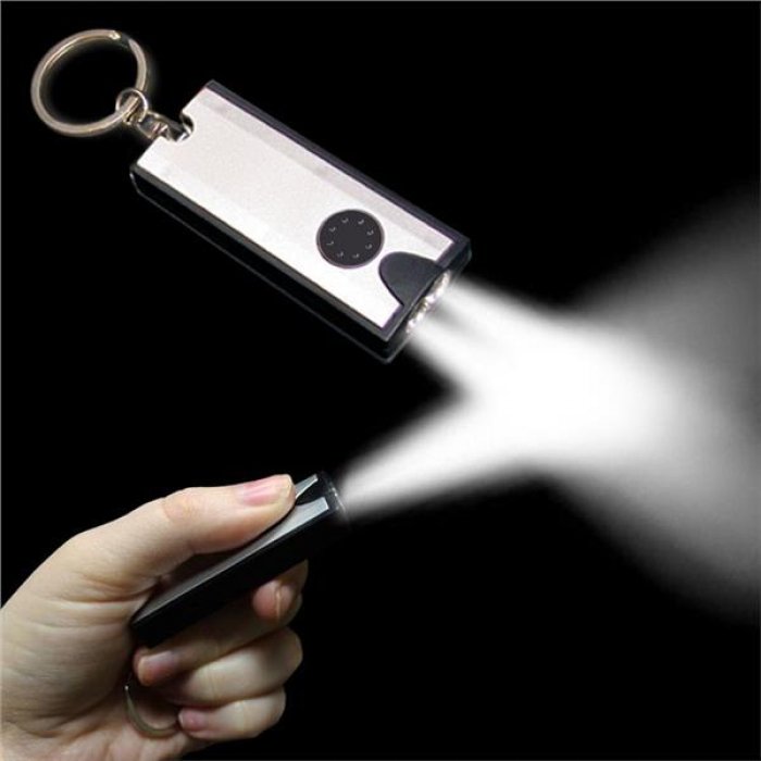 Silver LED and Light - Up Keychain