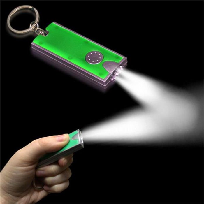 Green And Silver LED and Light - Up Keychain